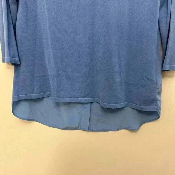 COS Silk  and Cotton 3/4 Sleeve High Low Blouse Shirt Blue Women's Size Medium - Picture 5 of 16